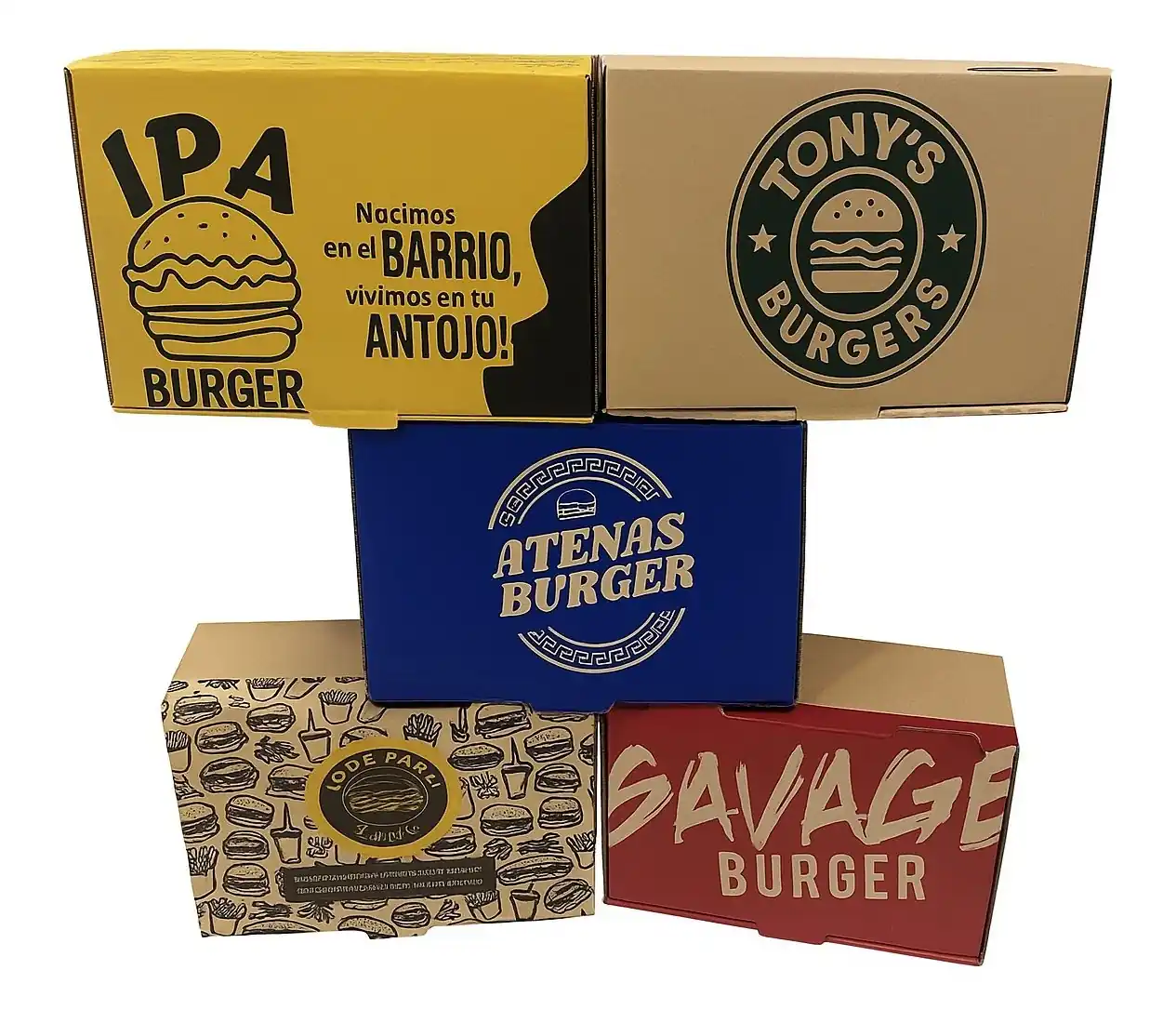 Fábrica cajas para hamburguesas personalizadas